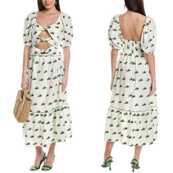 FARM Rio Dresses & Skirts - FARM Rio Cross Stitch Coconut Embroidered Midi Dress NWT